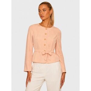 Moschino Cheap and Chic Peach Pink Tie Waist Button Front Blazer Jacket USA 10 M
